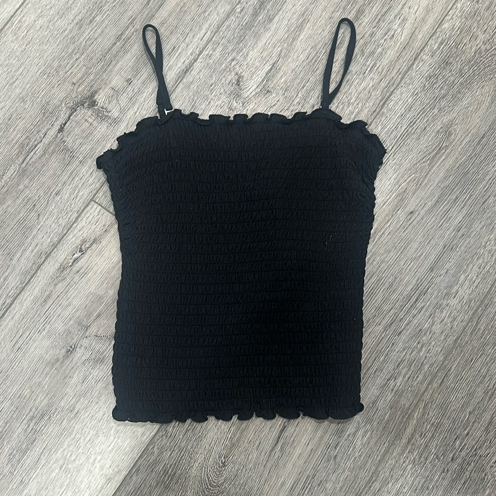 Abercrombie All Black Patterned Tank Top